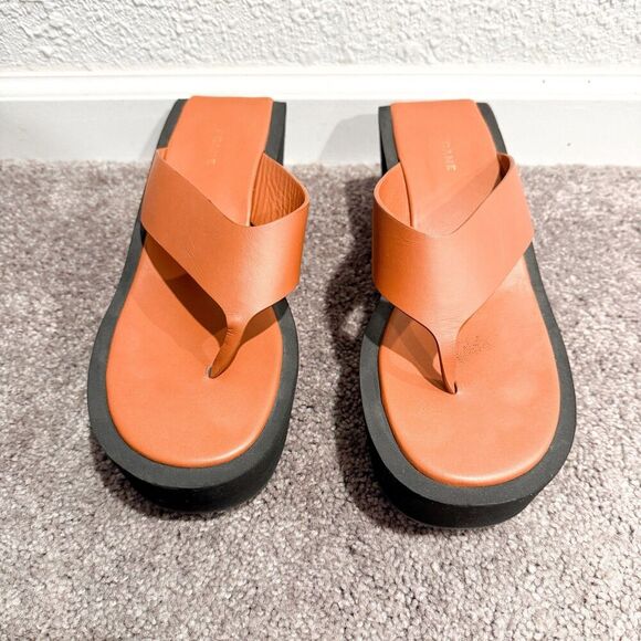 Frame Le Ocean Women’s 39.5 Brown Leather Platform Chunky Flip Flop Sandal - Picture 2 of 12